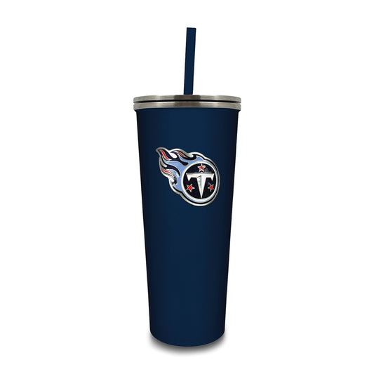 NFL Tennessee Titans Stainless Steel 24 ounce Skinny Tumbler with Emblem and Straw
