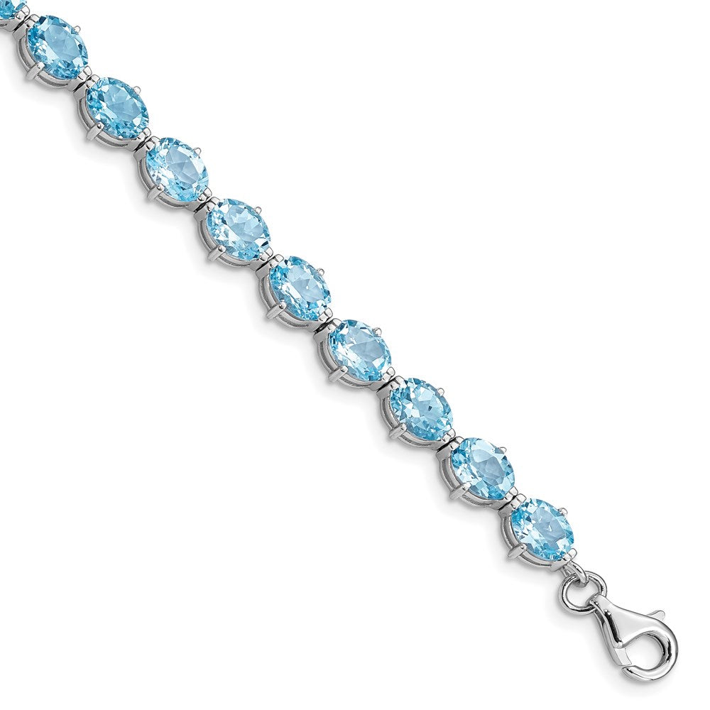 Sterling Silver Rhodium-plated Swiss Blue Topaz Bracelet 7 inches