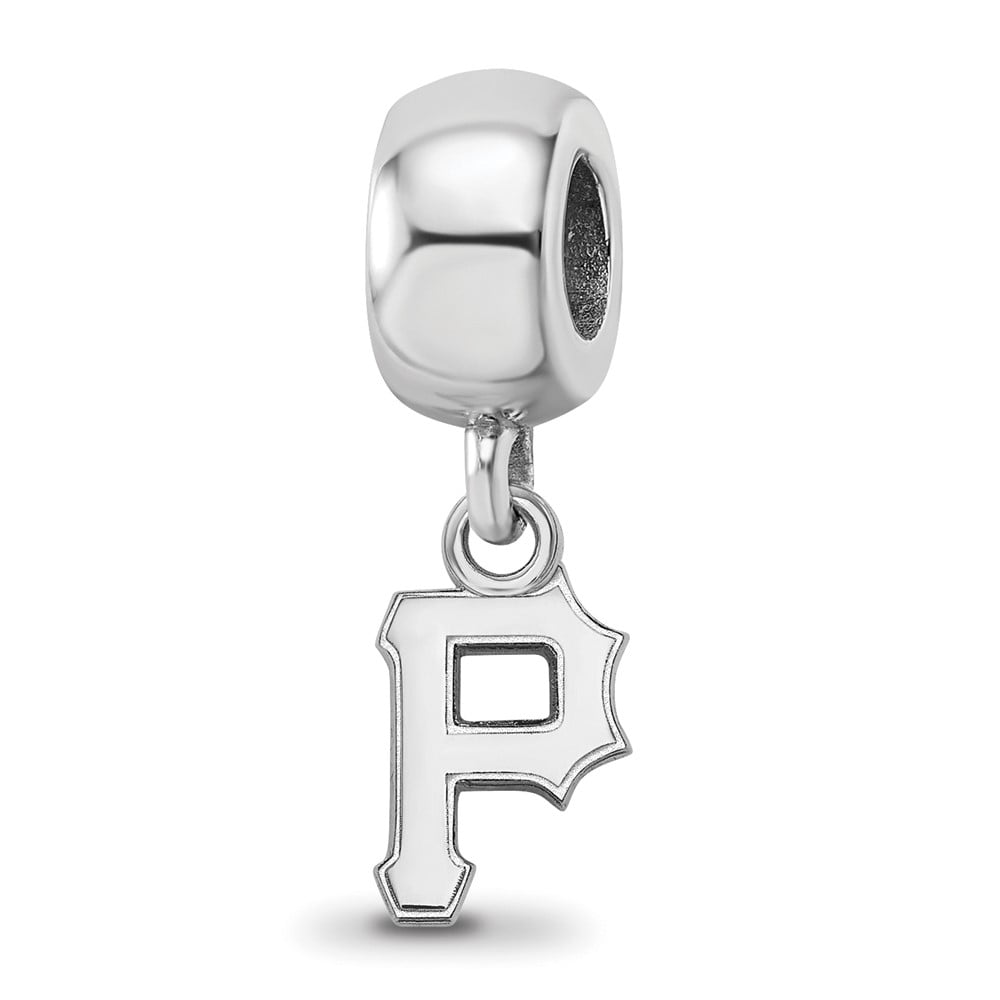 Sterling Silver Rhodium Plated Major League Baseball LogoArt Pittsburgh Pirates Dangle Bead