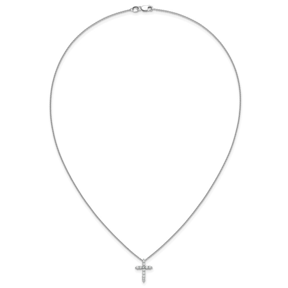 14k White Gold Diamond Cross 18 inch Necklace