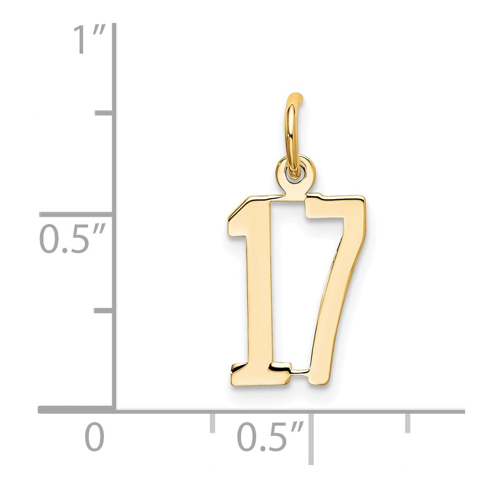 14k Small Elongated Number 17 Charm
