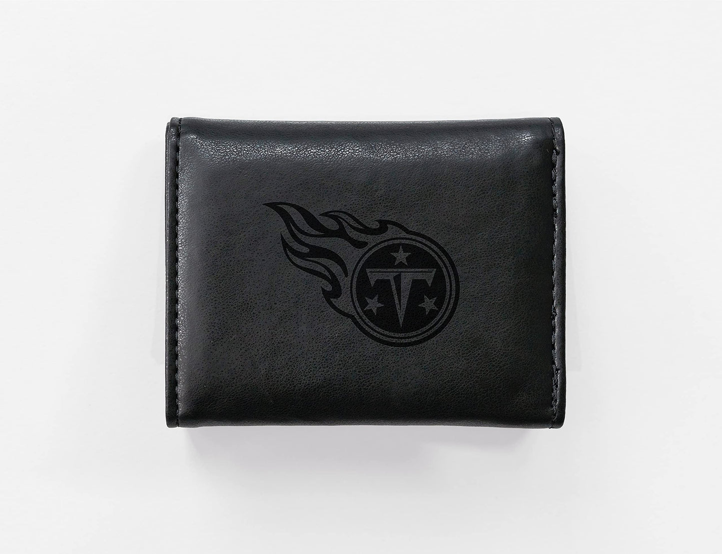Football Rico Industries Tennessee  Black Laser Engraved Trifold Laser Engraved Tri-Fold Wallet - Men's Accessory