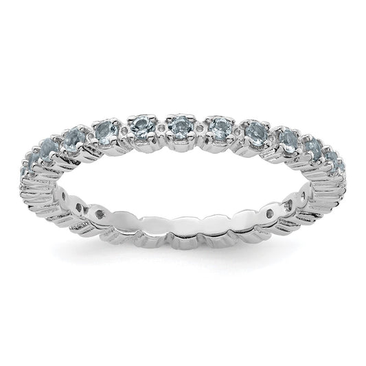 Sterling Silver Stackable Expressions Aquamarine Ring