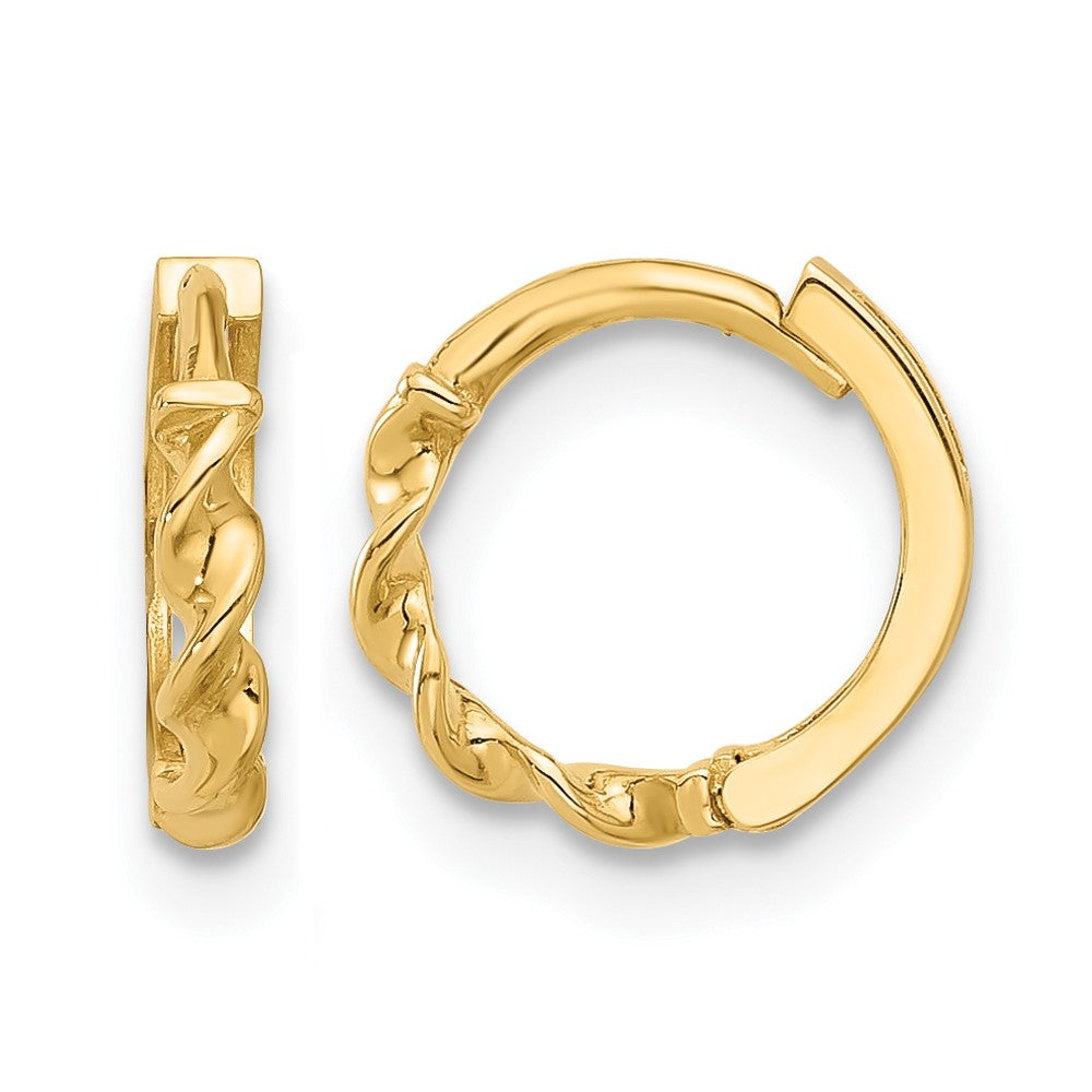 14K Polished Twisted Huggie Hoop Earrings