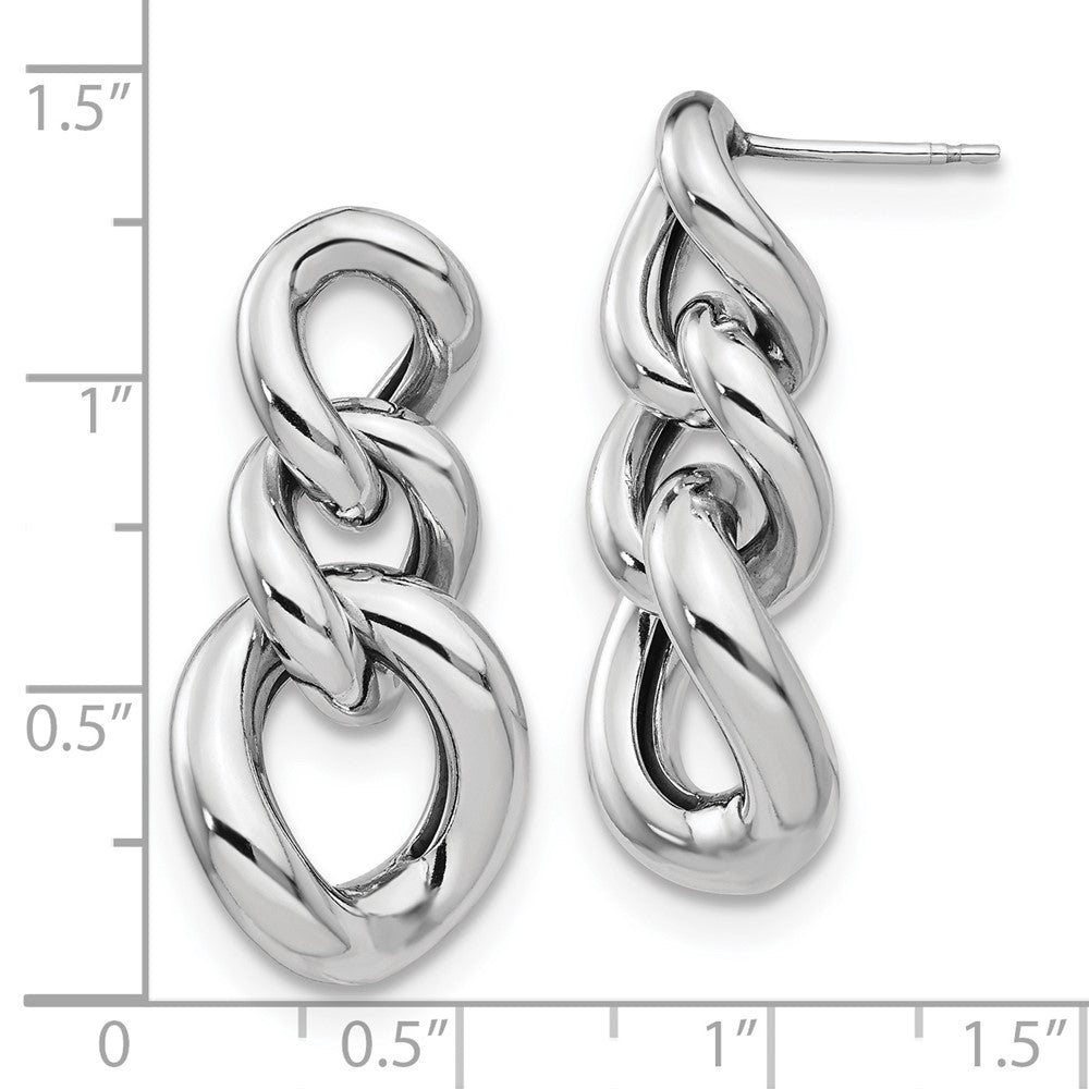 Sterling Silver RH-plated Polished Post Dangle Earrings