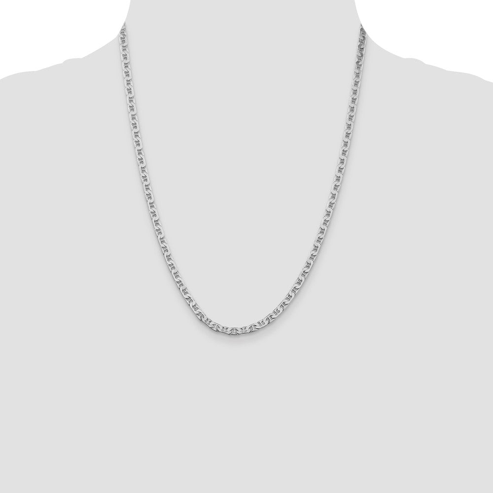 Sterling Silver Rhodium-plated 3.75mm Flat Anchor Chain 22 Inches