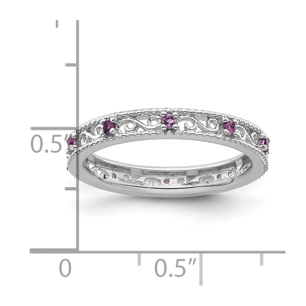 Sterling Silver Stackable Expressions Amethyst Ring Size -5