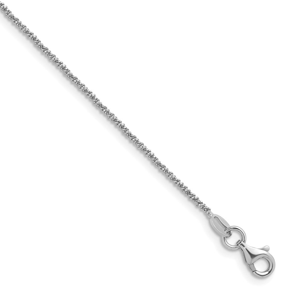 Sterling Silver Platinum-Plated Fancy Glitter 16 inch with a 2 inch extention Italian Rope Chain