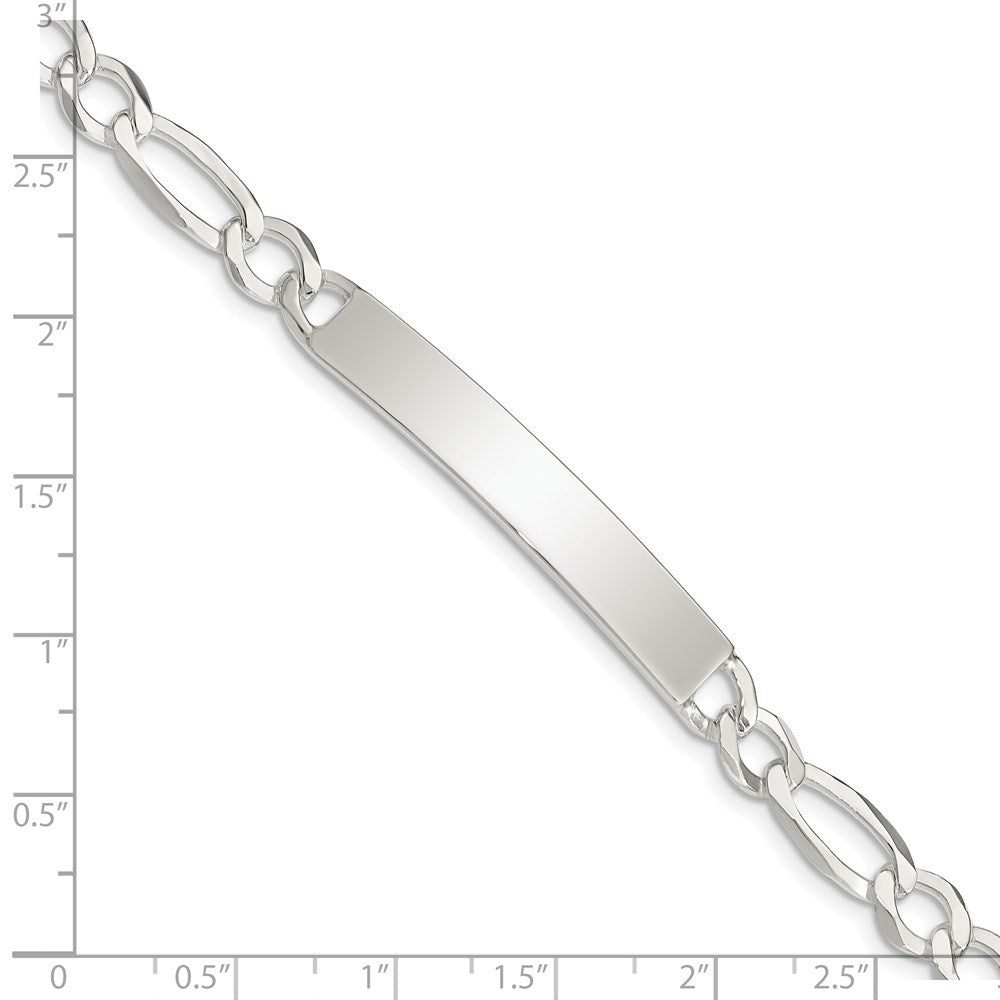 Sterling Silver Figaro Link ID Bracelet 7.5 inches