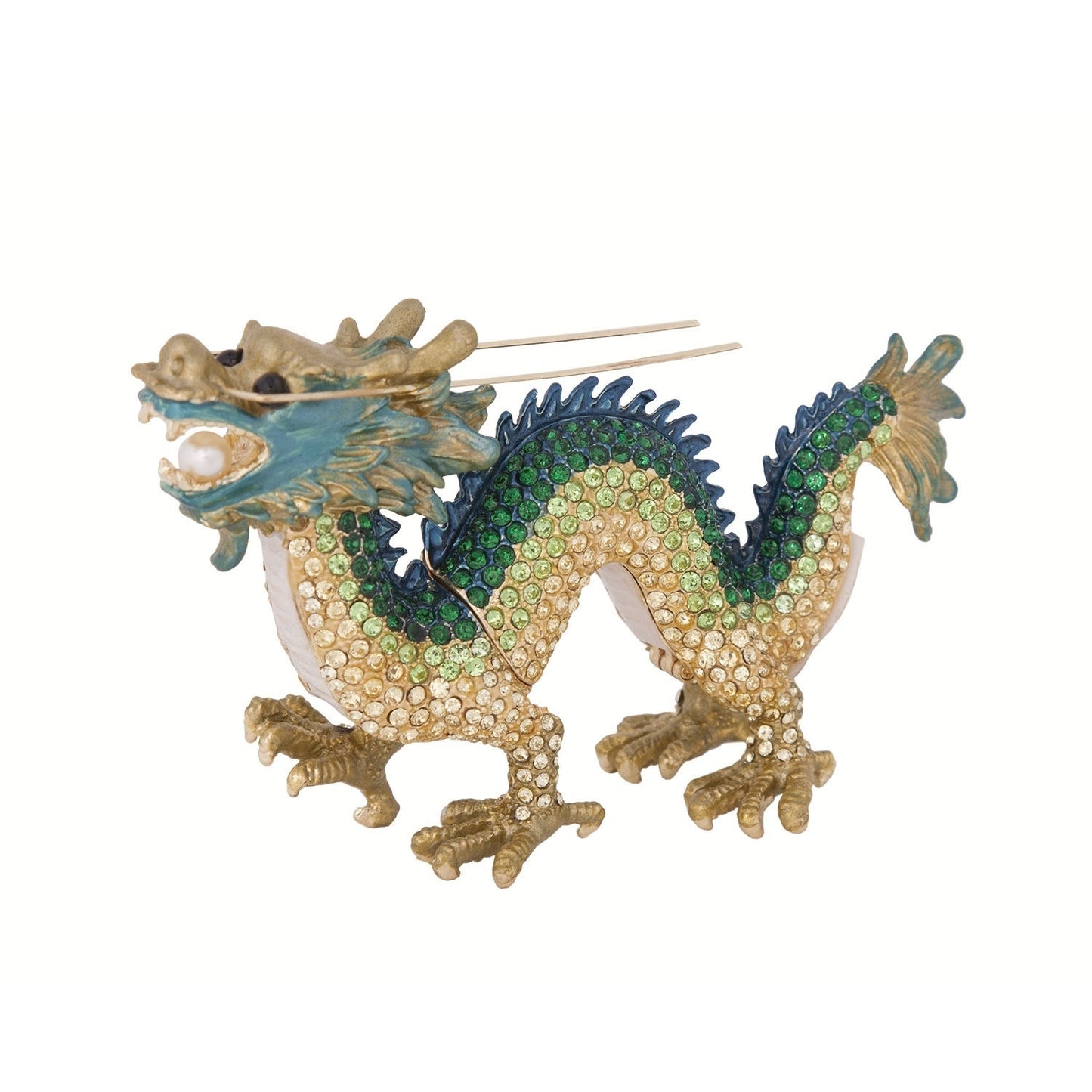 Pewter Enamel Chi Dragon Trinket Box