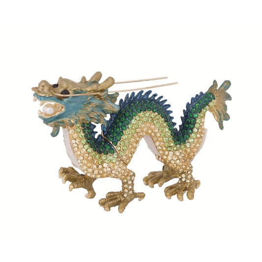 Pewter Enamel Chi Dragon Trinket Box