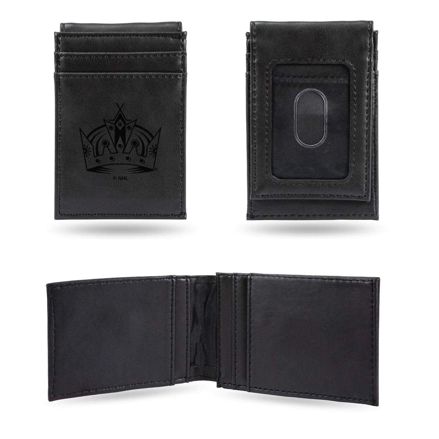 Rico Industries Hockey Los Angeles Kings Black Laser Engraved Front Pocket Wallet - Compact/Comfortable/Slim