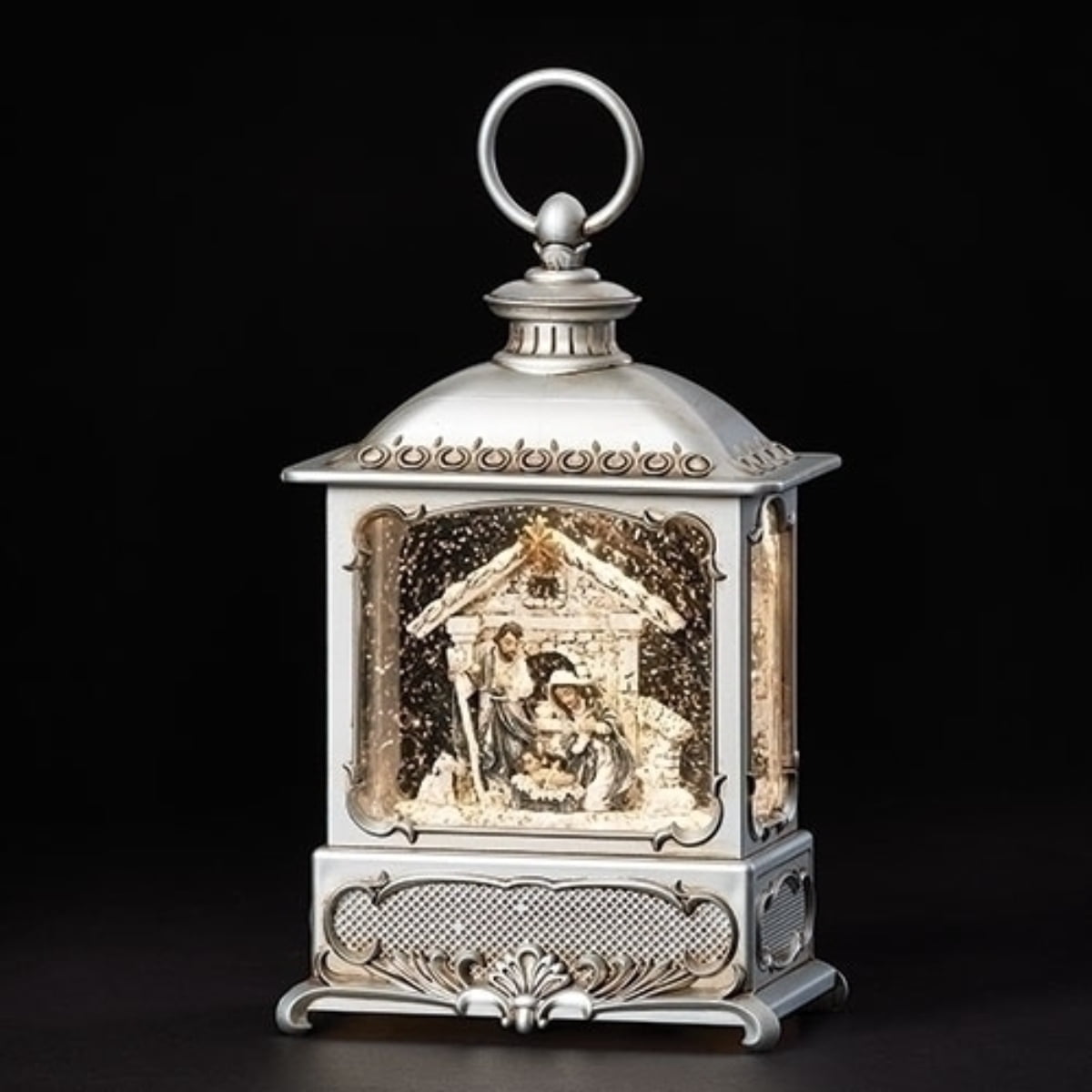 Roman Holy Family Pewter Led Swirl Lantern