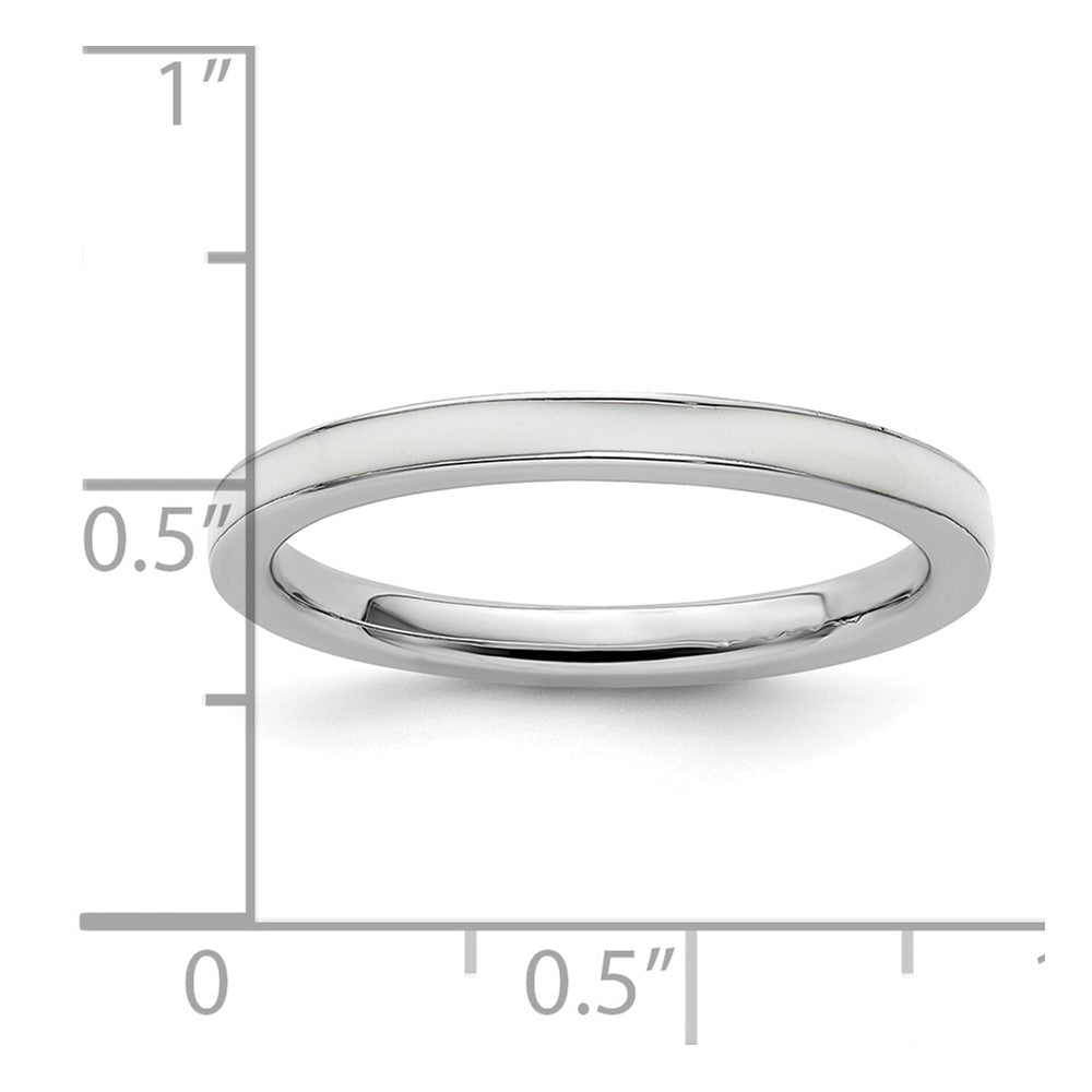 Sterling Silver Stackable Expressions White Enameled 2.25mm Ring Size -9