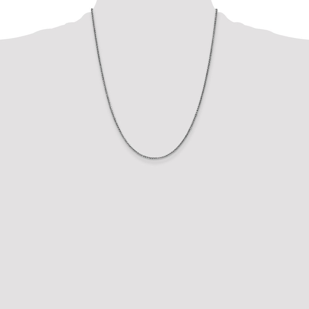 14K White Gold 22 inch 1.7mm Diamond-cut Spiga with Lobster Clasp Chain