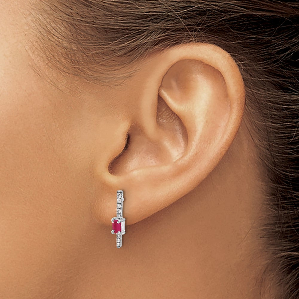 14k White Gold Diamond and Ruby Fancy Earrings