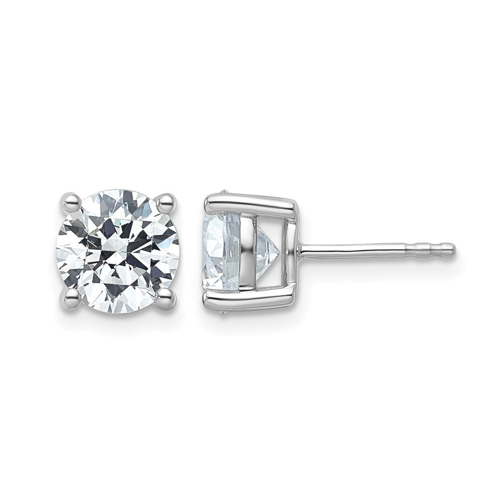 14k White Gold 4 carat Certified Lab Grown Diamond VS/SI+ G+ Round Complete Four Prong Heavyweight Stud Earrings