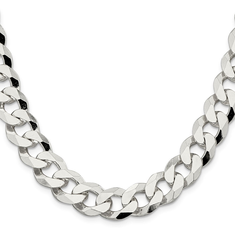 Sterling Silver 14mm Beveled Curb Chain 24 Inches