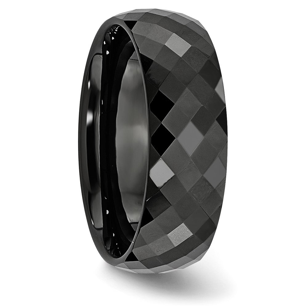 Ceramic Black Faceted 7.5mm Polished Band Size - 13