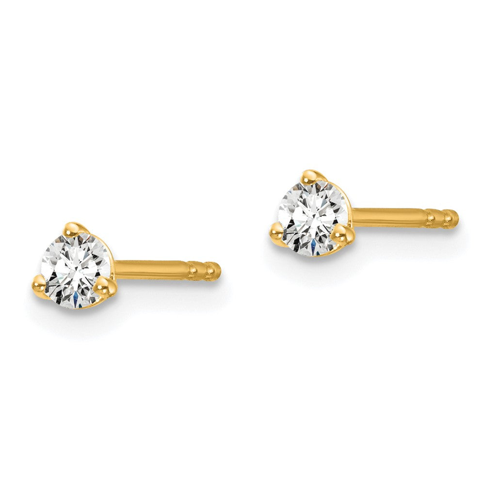 14k Yellow Gold 1/5 ctw Certified Lab Grown Diamond VS+ F+ Round 3 Prong Heavy Wt. Stud Earrings