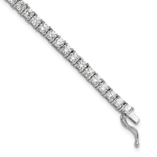 Sterling Shimmer Sterling Silver Rhodium-plated 3mm CZ 55 Stone 7 inch Bracelet 7 inches