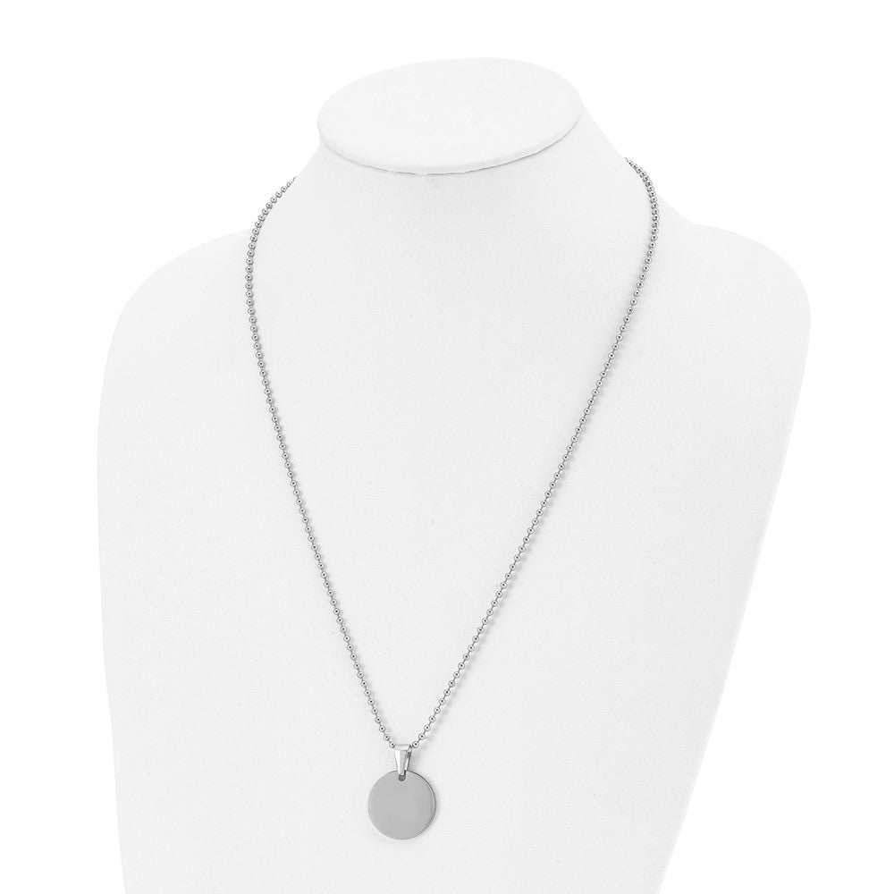 Stainless Steel Brushed & Polished Round 2mm Dog Tag 24in Necklace