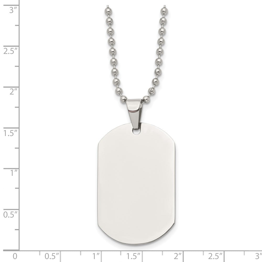 Stainless Steel Polished Dog Tag 24in Necklace