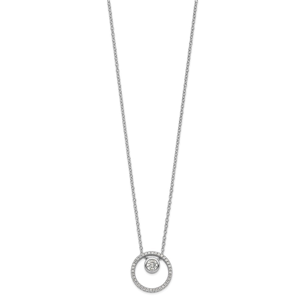 Sterling Silver RH-plated CZ Circle w/1in. Ext. Necklace 16 Inches