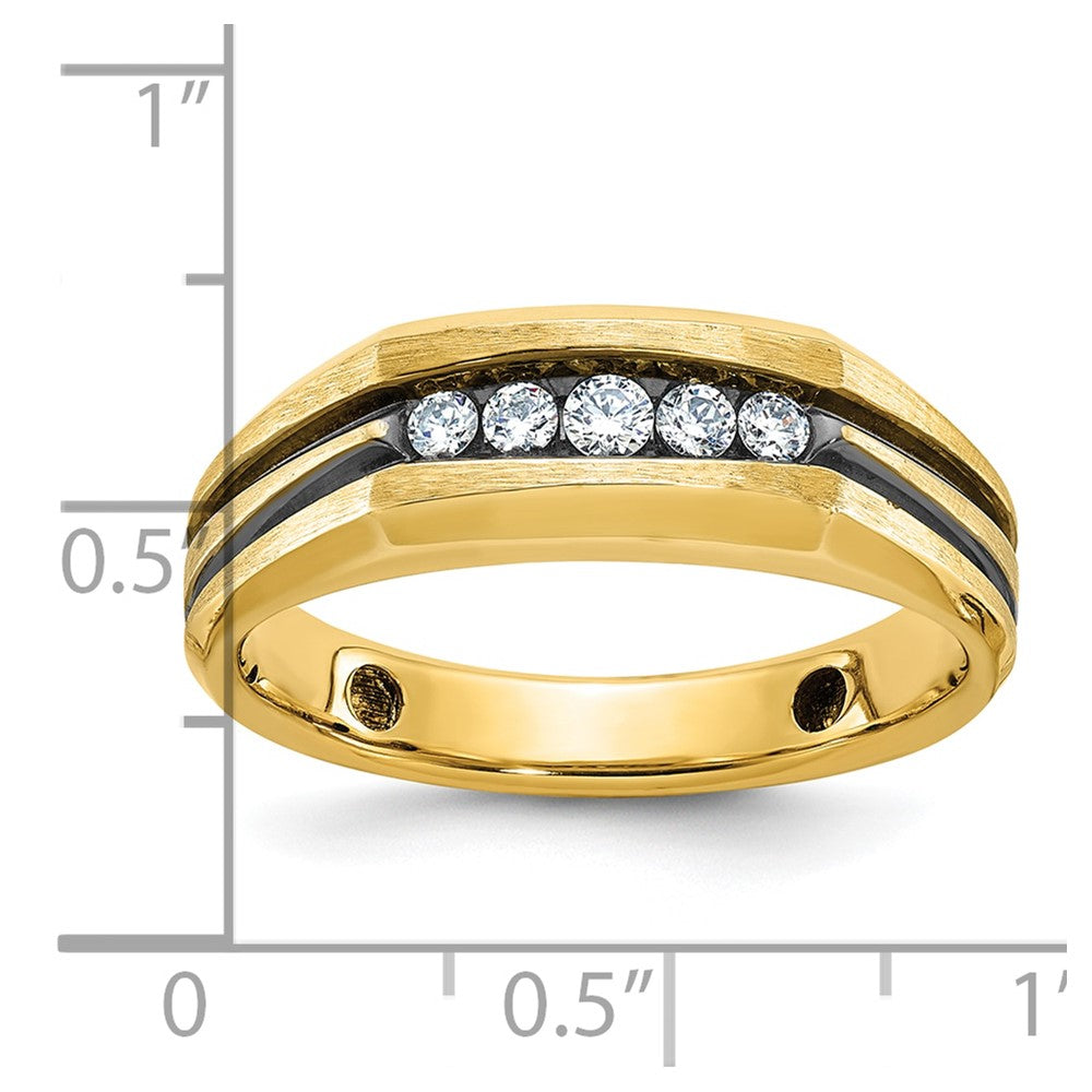 IBGoodman 14k Men's Polished Satin and Grooved 5-Stone Ring Mounting