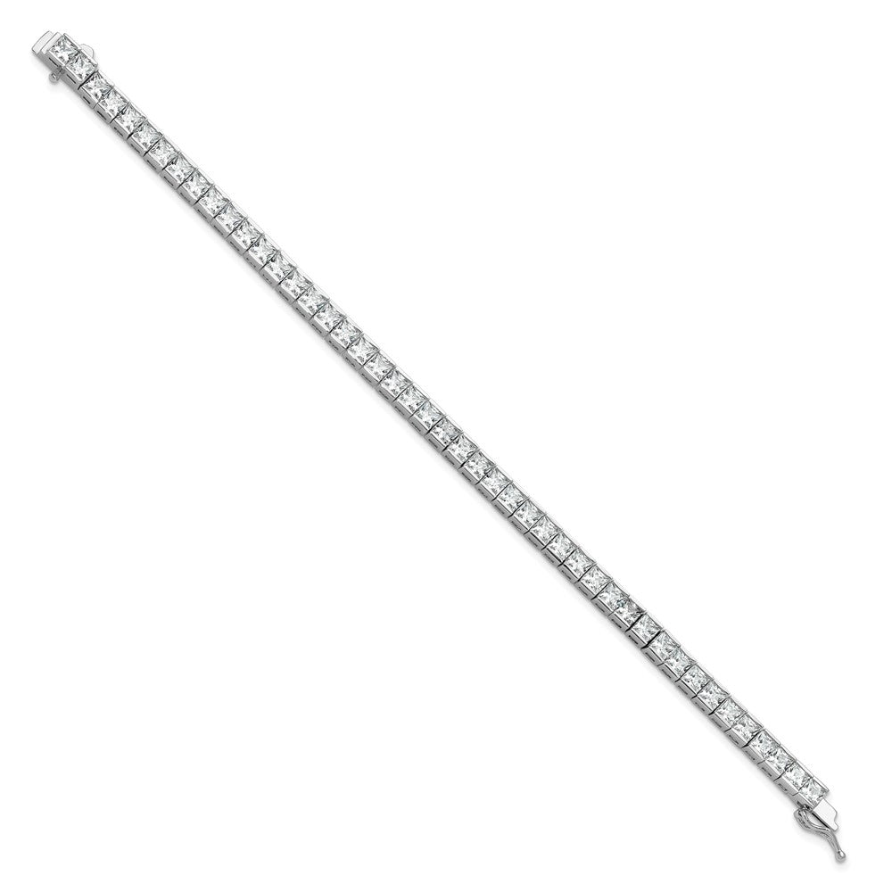 Sterling Shimmer Sterling Silver Rhodium-plated Square 3.5mm x 3.5mm CZ 46 Stone 7 inch Bracelet 7 inches