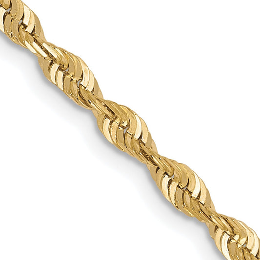 10K 2.5mm Diamond-Cut Lightweight Rope Chain