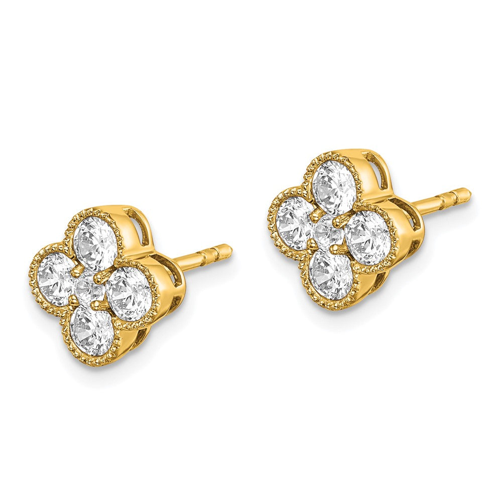 True Origin 14k 1 carat Lab Grown Diamond VS DEF Bloom Floral Post Earrings