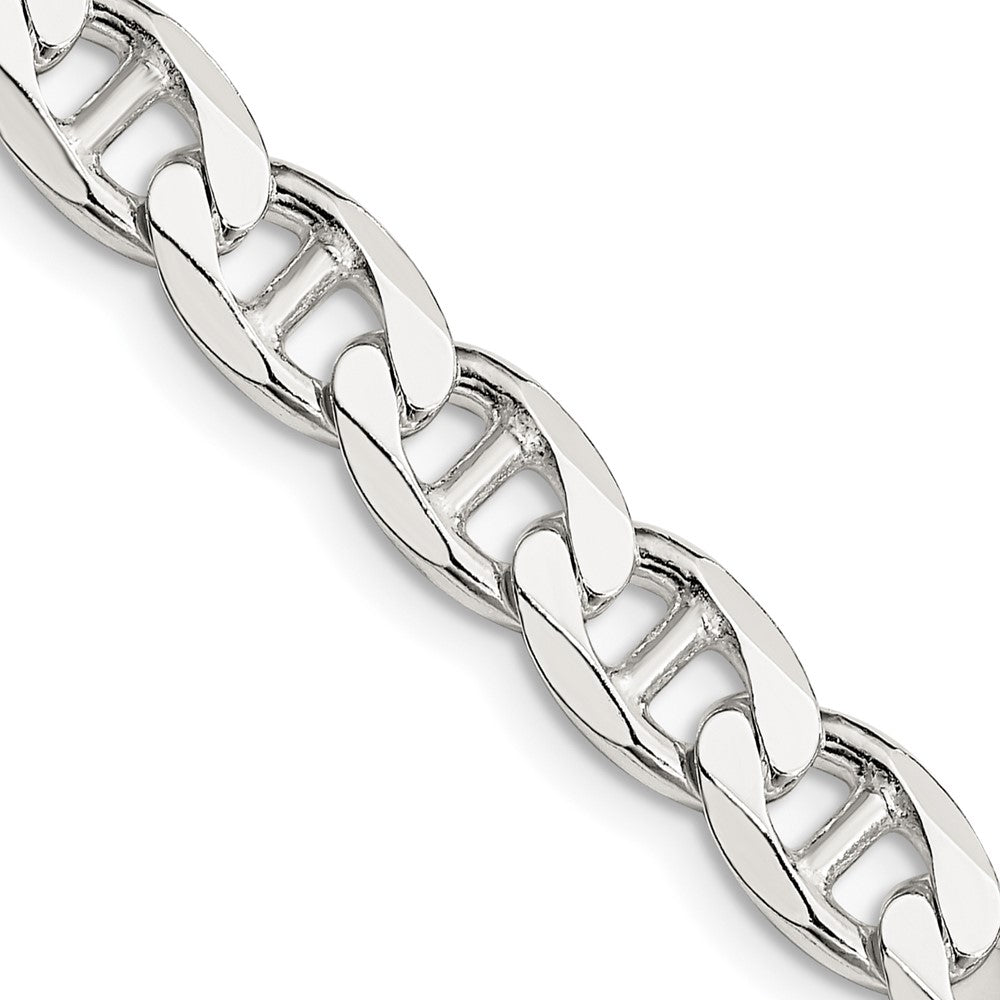 Sterling Silver 7.4mm D/C Flat Anchor Curb Chain 26 Inches