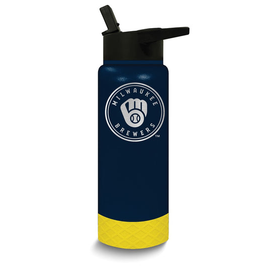 MLB Milwaukee Brewers Stainless Steel Silicone Grip 24 oz. Water Bottle