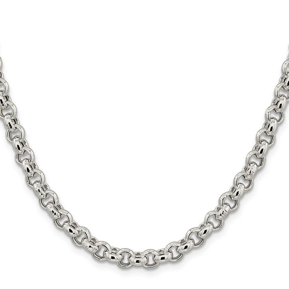 Sterling Silver 6.5mm Semi-solid Rolo Chain 24 Inches