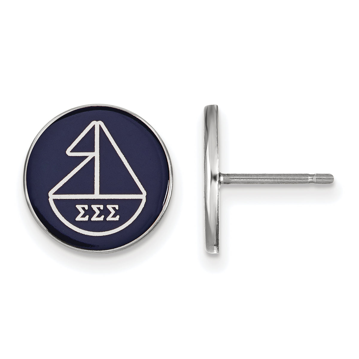 Sterling Silver Official Licensed Greek Sororities Sigma Sigma Sigma (???) Enameled Post Earrings