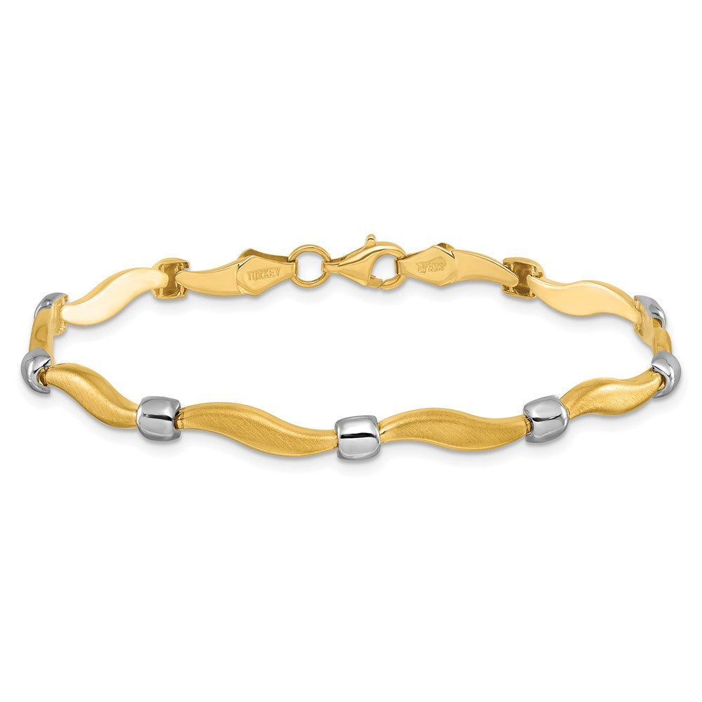 10K Rhodium-plated Polished and Satin Bracelet 7.5  inches