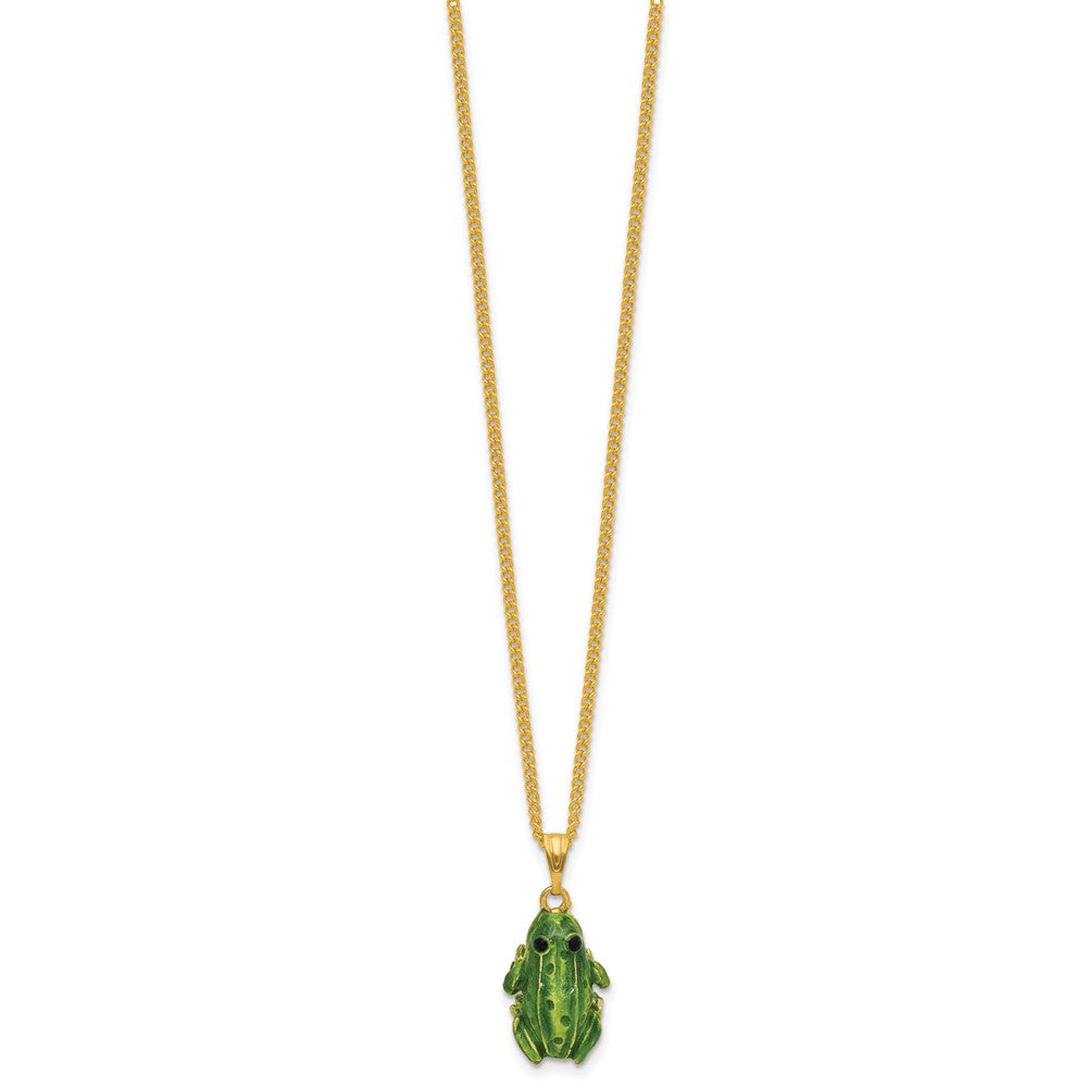 Luxury Giftware by Jere Bejeweled FLOATEY Frog Prince on Lily Pad Trinket Box with Matching 18 inch Necklace