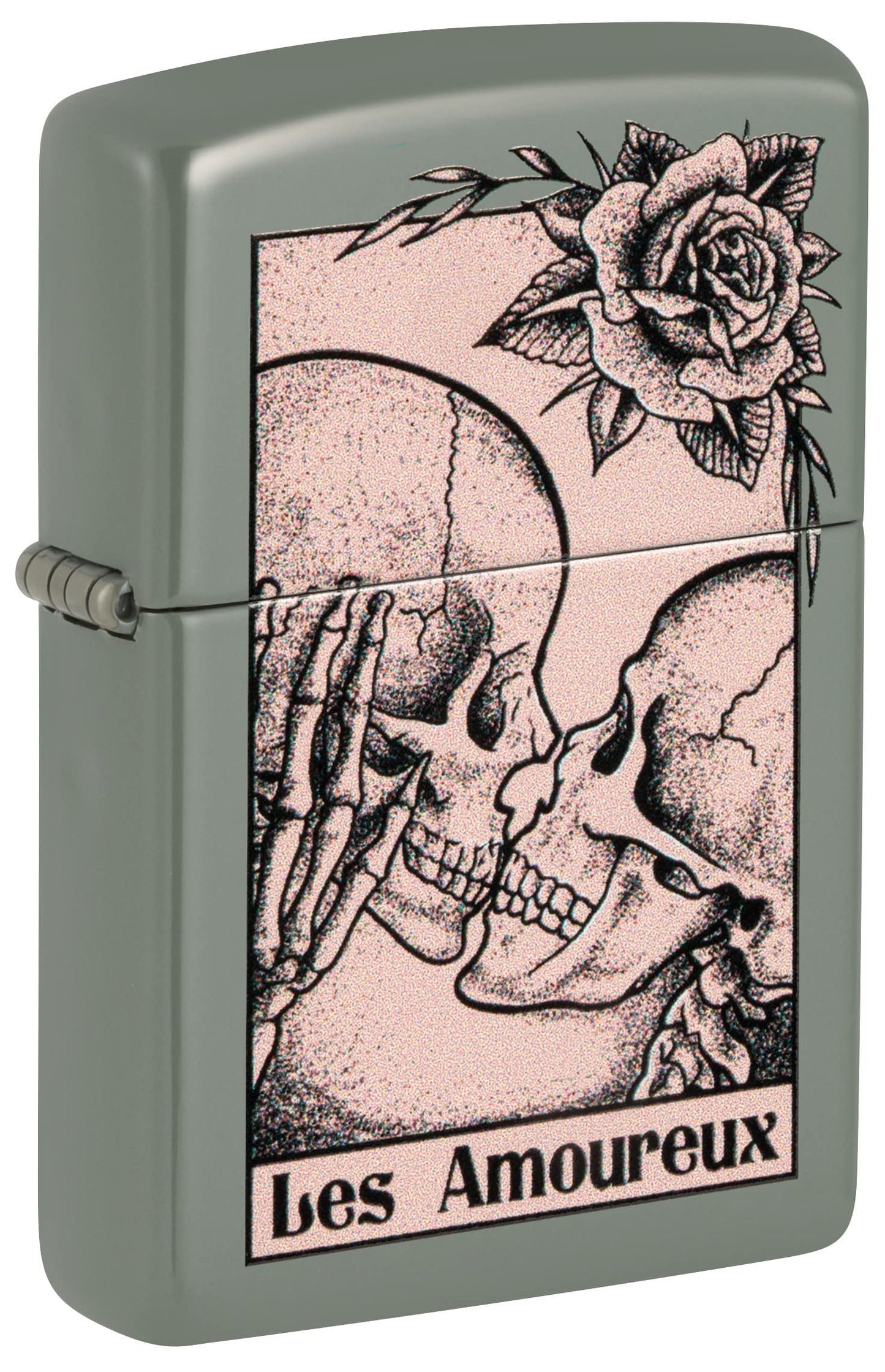 Zippo Lighter - Personalized Message Engraved on Backside for Skull Series2 Windproof Lighter (Death Kiss Sage #48594)