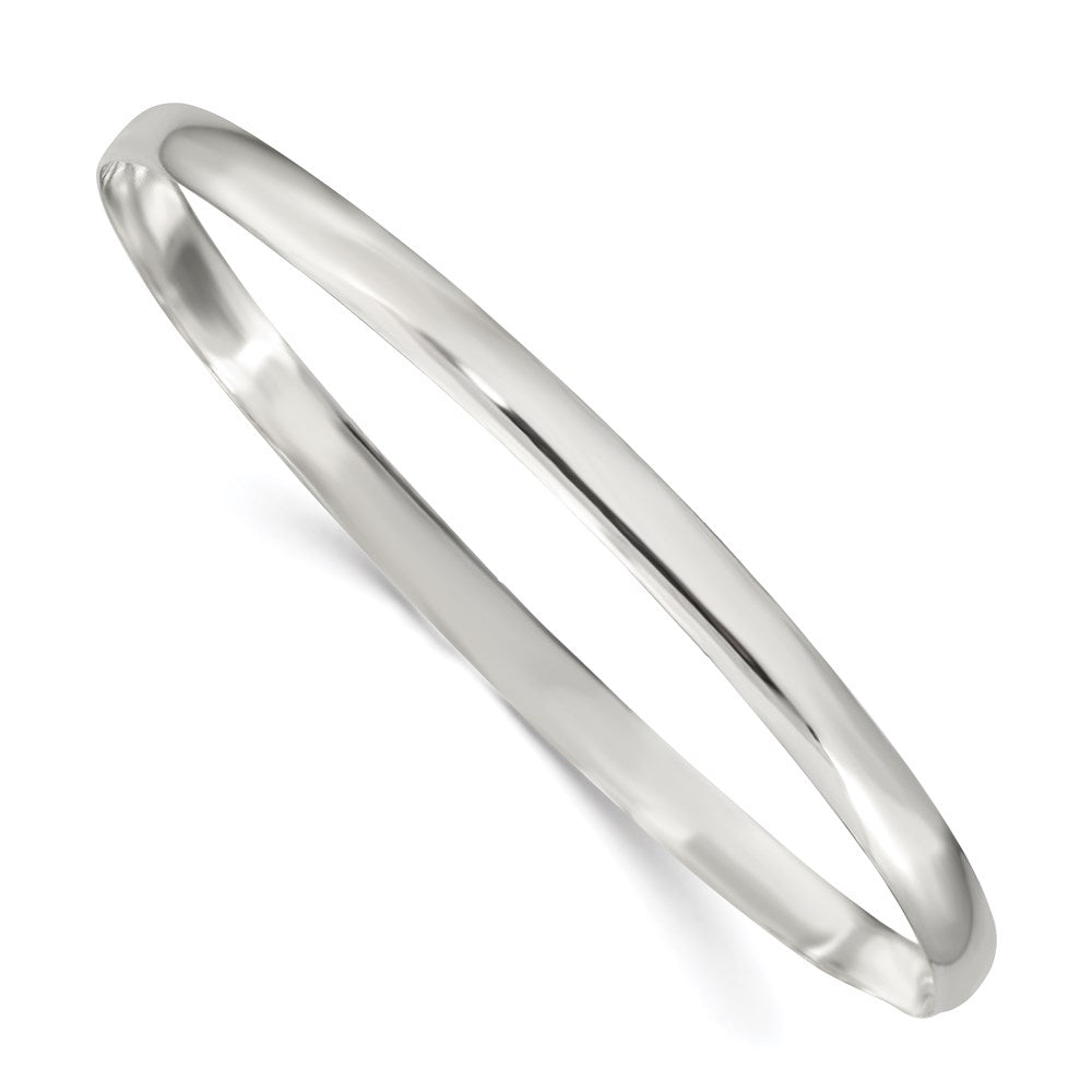 Sterling Silver 4mm Solid Polished Plain Slip-On Bangle Bracelet 7 inches