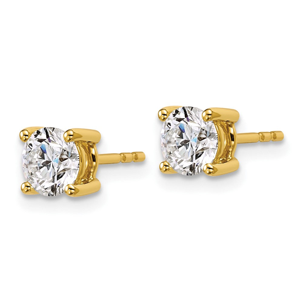 14k Yellow Gold 1 3/8 ctw Lab Grown Diamond VS/SI+ G+ Round 4 Prong Heavy Wt. Stud Earrings