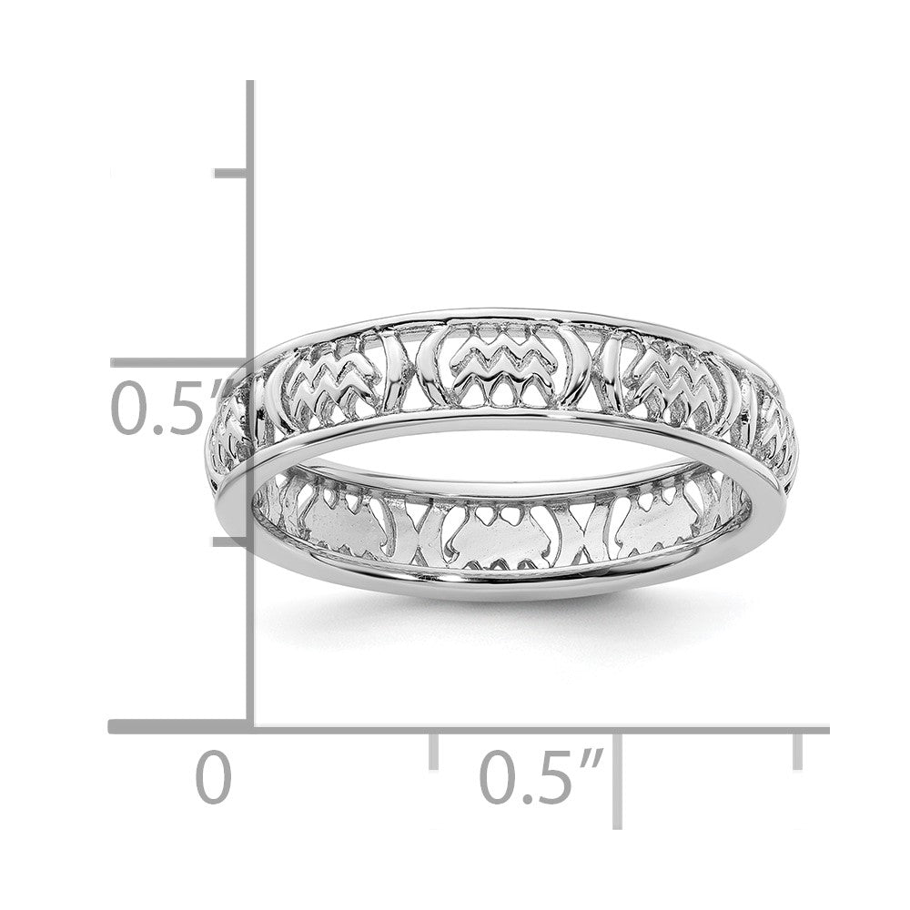 Sterling Silver Stackable Expressions Aquarius Zodiac Ring Size -9