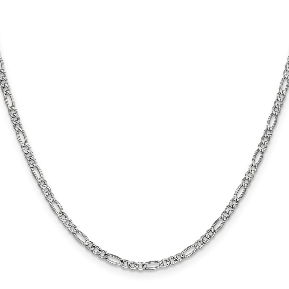 14K White Gold 22 inch 2.5mm Semi-Solid Figaro with Lobster Clasp Chain