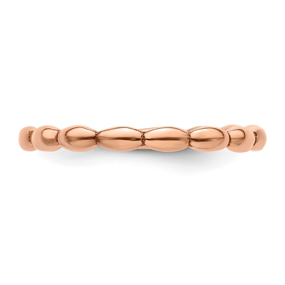 Sterling Silver Stackable Expressions Pink-plated Rice Ring Size -5