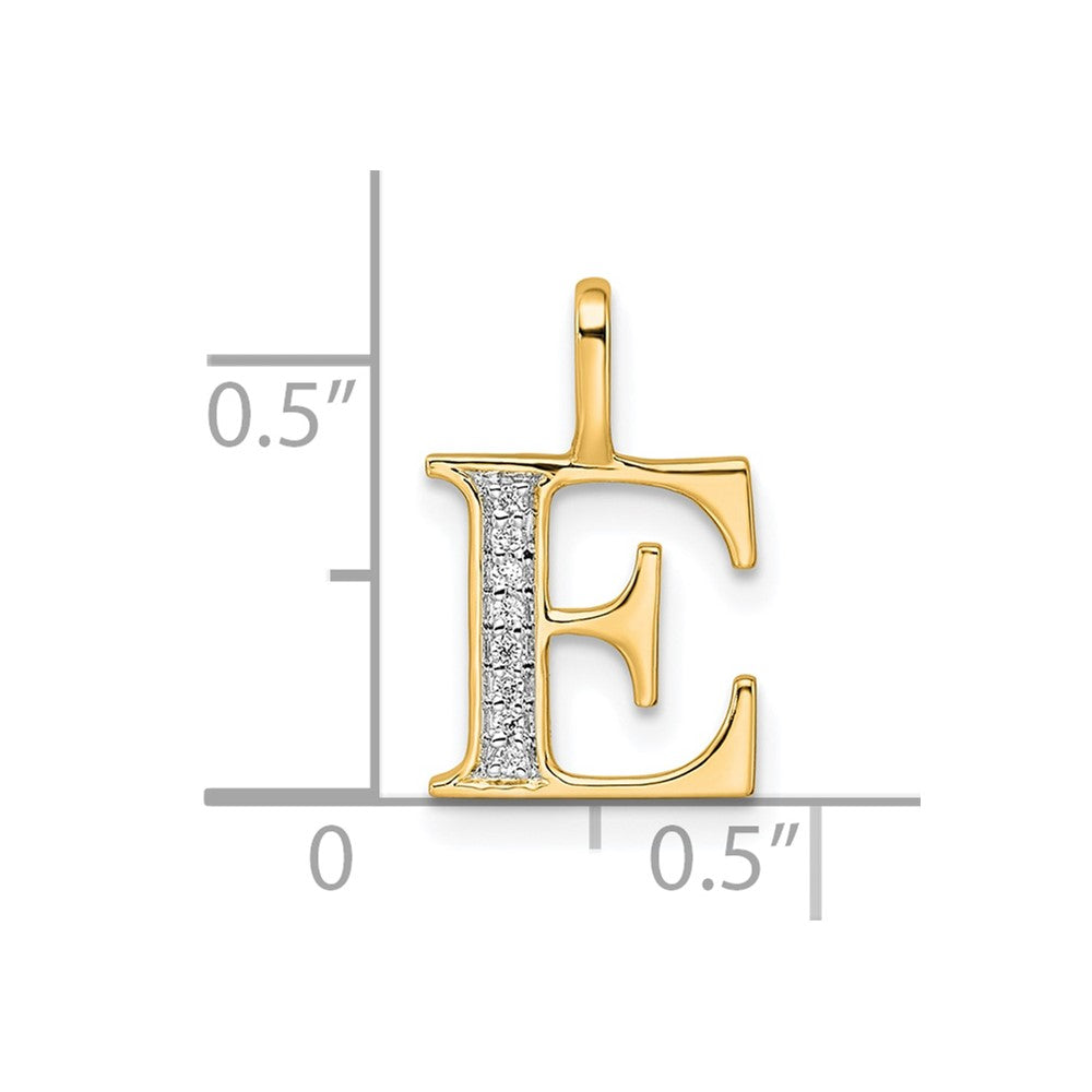 14k Diamond Letter E Initial Pendant
