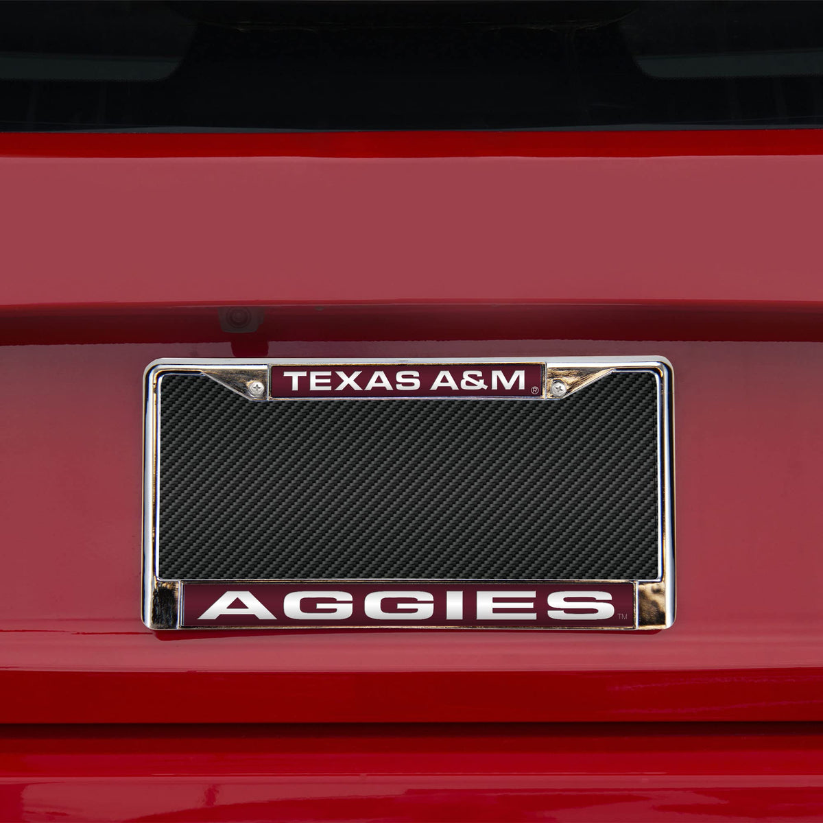 Collegiate Texas A&M Red Laser Chrome Acrylic License Plate Frame Q-GC6983