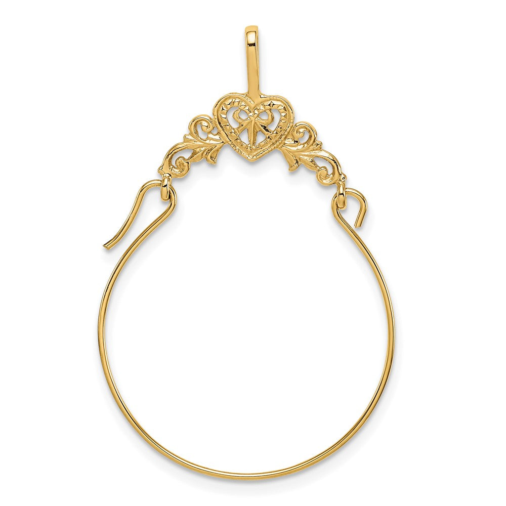 10k Polished Filigree Heart Charm Holder