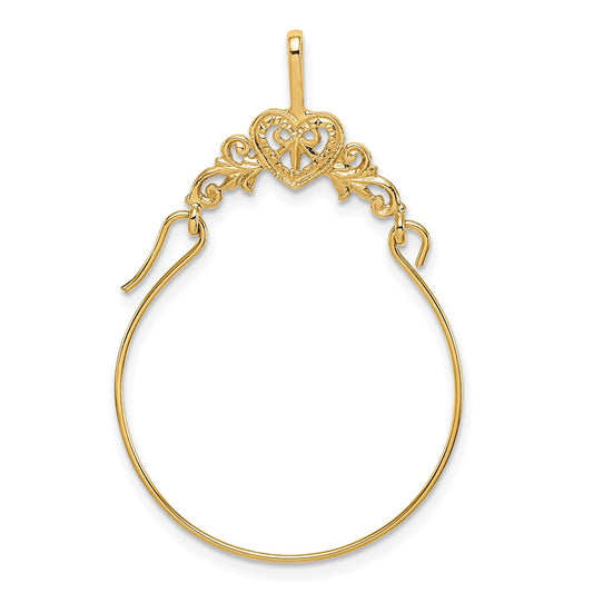 10k Polished Filigree Heart Charm Holder