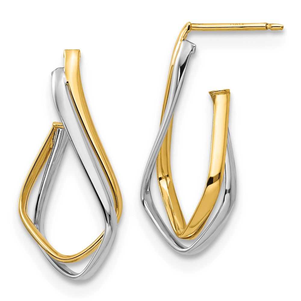14K w/Rhodium Polished Post Earrings