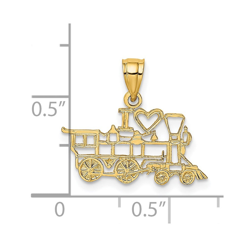 14k I LOVE TRAINS Charm